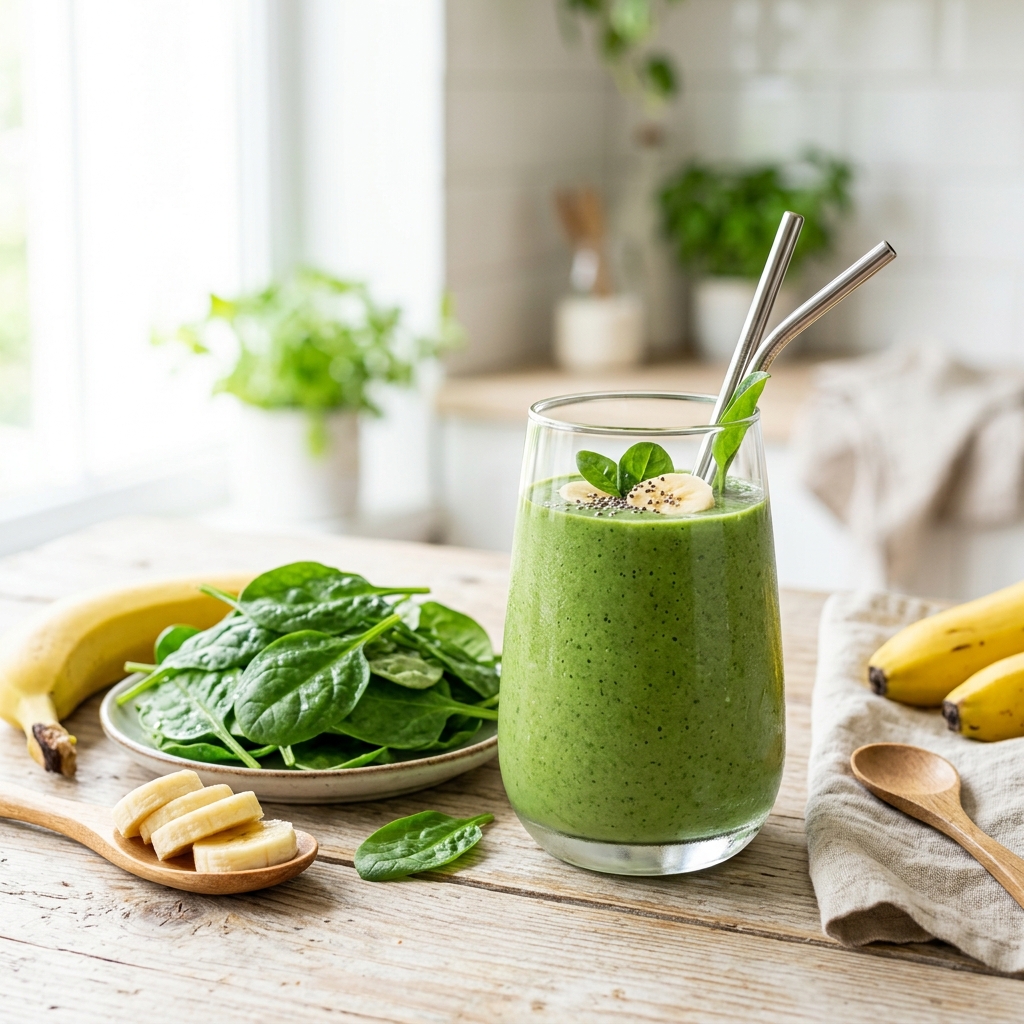 Healthy green spinach smoothie